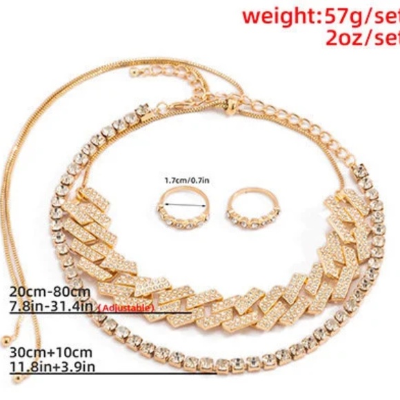 Double Diamond Layered Necklace and Ring Set - Picture 10 of 10